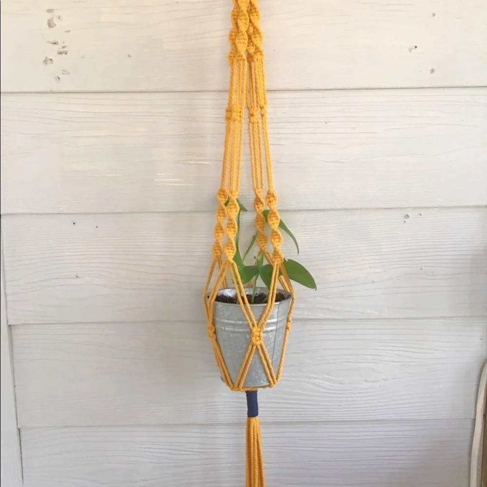 Yellow Boho Macrame Plant Hanger